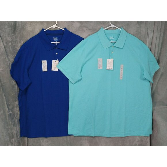 Croft Barrow Shirt Mens 3XB Blue Polo Pique Performance Easy Care Lot of 2 - Picture 1 of 7